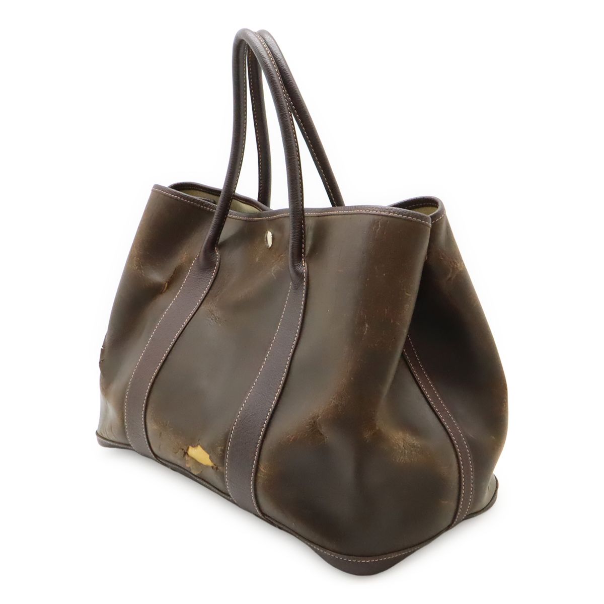 Hermes Garden Party PM Tote Amazonia Leather Dark Brown Silver — view 2