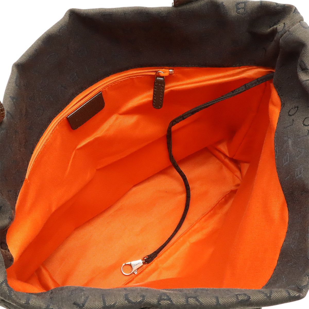 Bvlgari Logo Mania Tote Shoulder Canvas Leather Dark Brown Pouch Out of Stock — view 5
