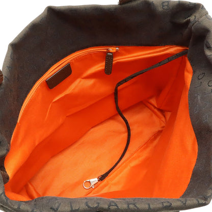 Bvlgari Logo Mania Tote Shoulder Canvas Leather Dark Brown Pouch Out of Stock — view 5