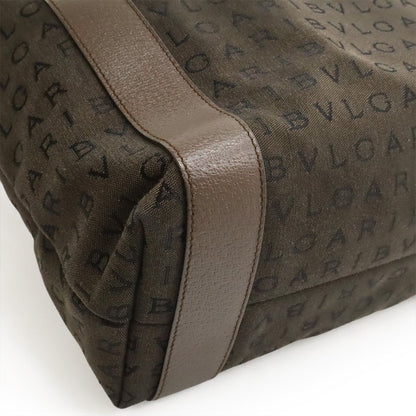 Bvlgari Logo Mania Tote Shoulder Canvas Leather Dark Brown Pouch Out of Stock — view 3