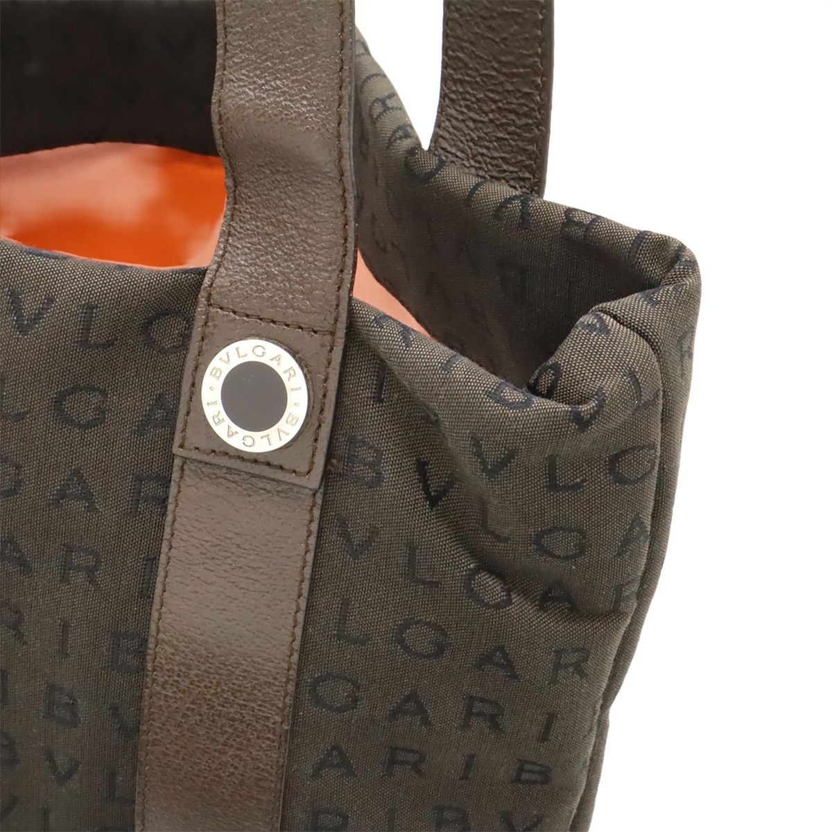 Bvlgari Logo Mania Tote Shoulder Canvas Leather Dark Brown Pouch Out of Stock — view 6