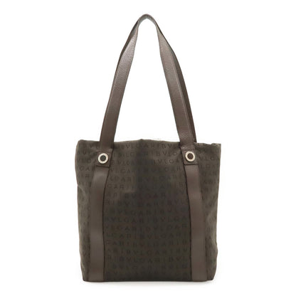 Bvlgari Logo Mania Tote Shoulder Canvas Leather Dark Brown Pouch Out of Stock