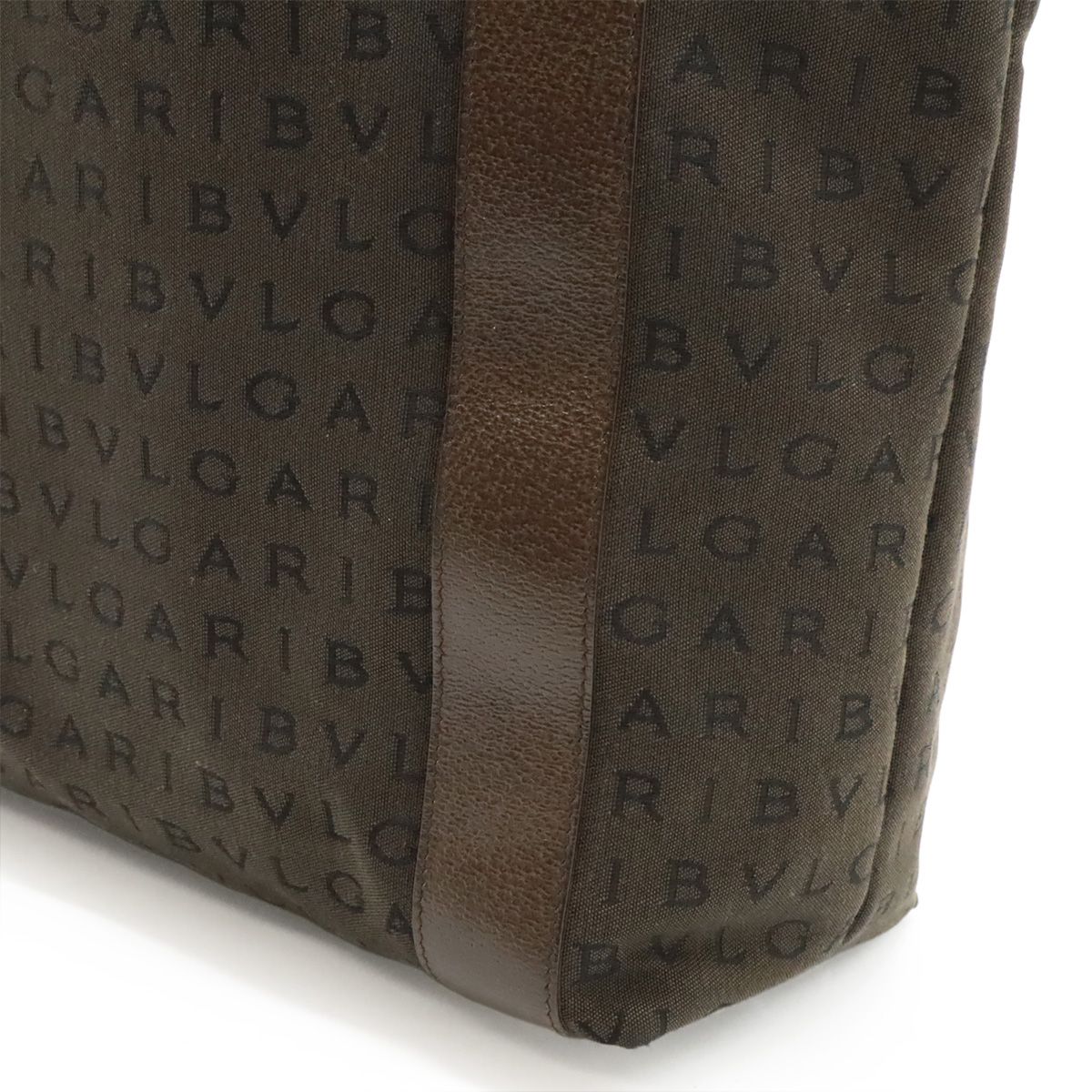 Bvlgari Logo Mania Tote Shoulder Canvas Leather Dark Brown Pouch Out of Stock — view 7