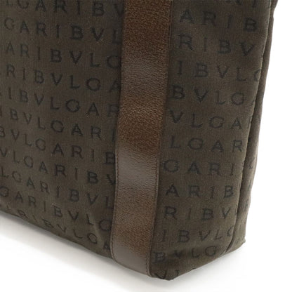 Bvlgari Logo Mania Tote Shoulder Canvas Leather Dark Brown Pouch Out of Stock — view 7