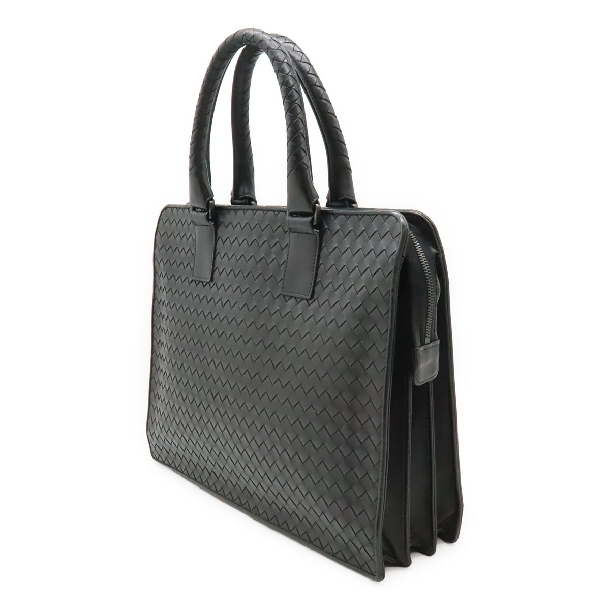 Bottega Veneta Intrecciato Business Briefcase Documents Purse Leather Black — view 2