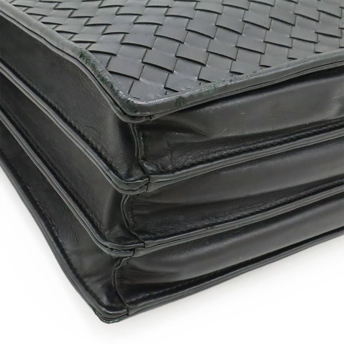 Bottega Veneta Intrecciato Business Briefcase Documents Purse Leather Black — view 3