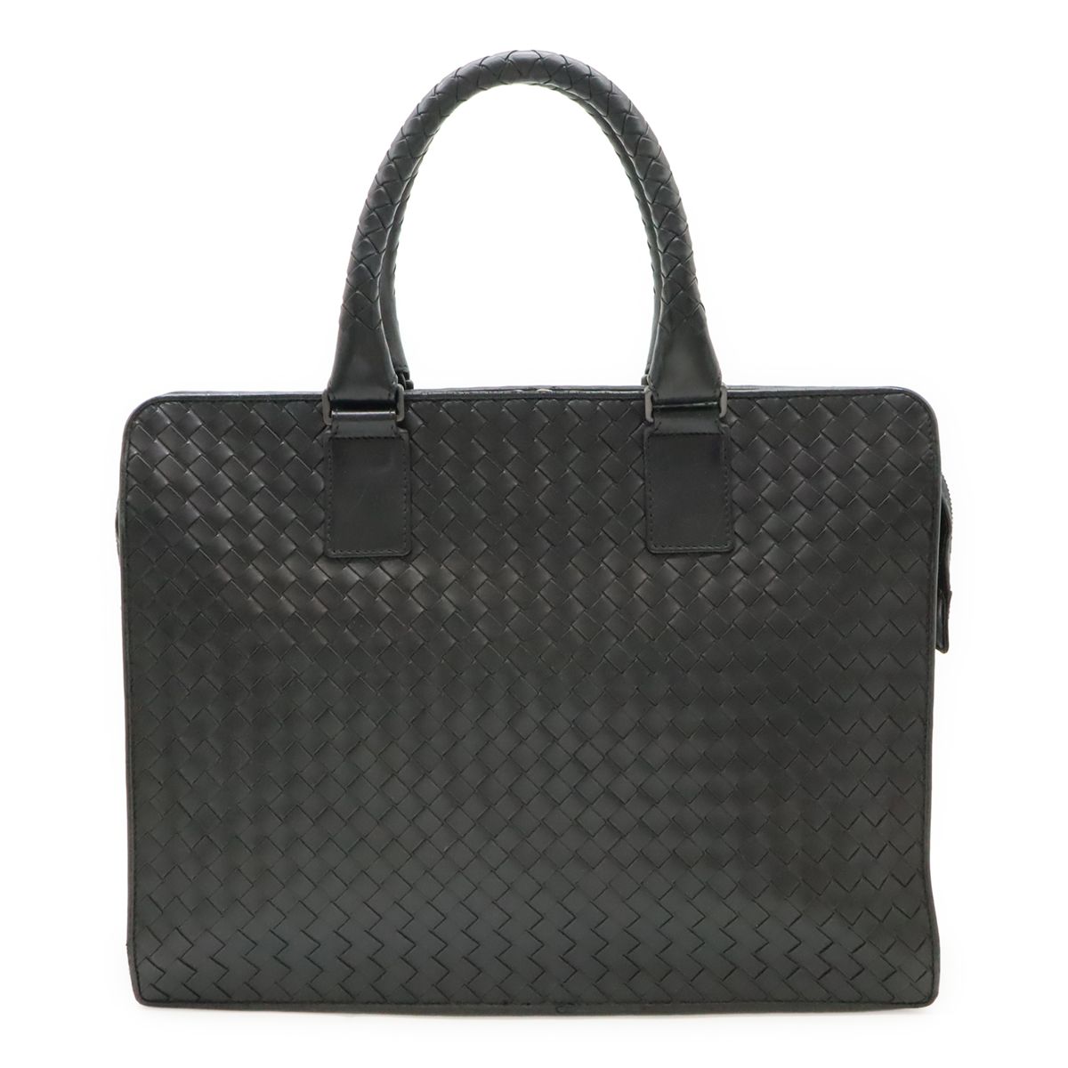 Bottega Veneta Intrecciato Business Briefcase Documents Purse Leather Black