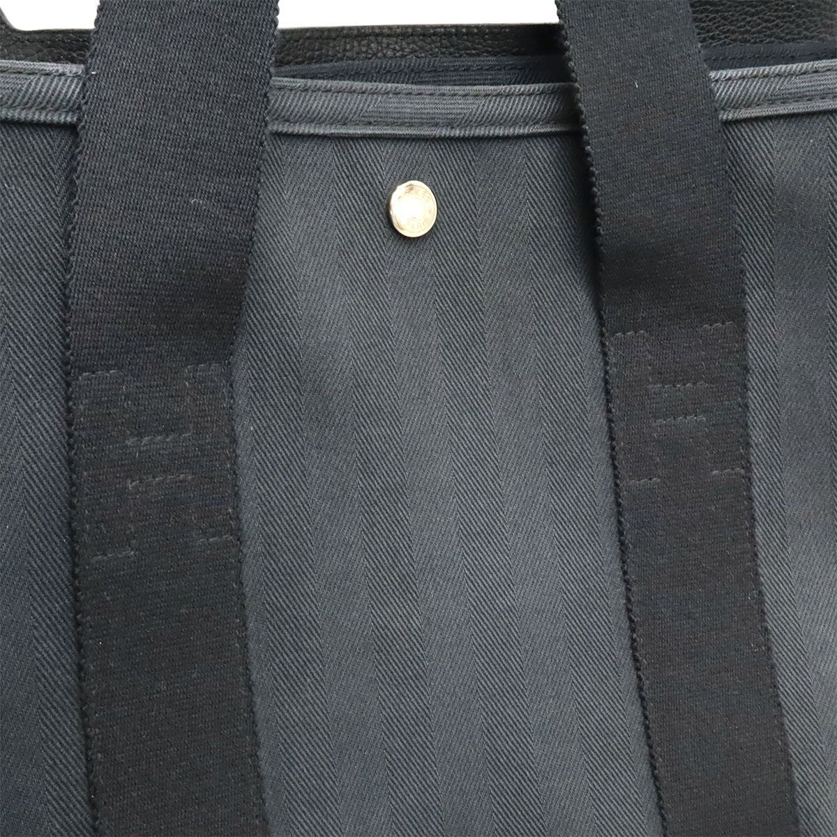 Hermes Valparaiso Tote Toilet Blanc Canvas Leather Black Pouch — view 6