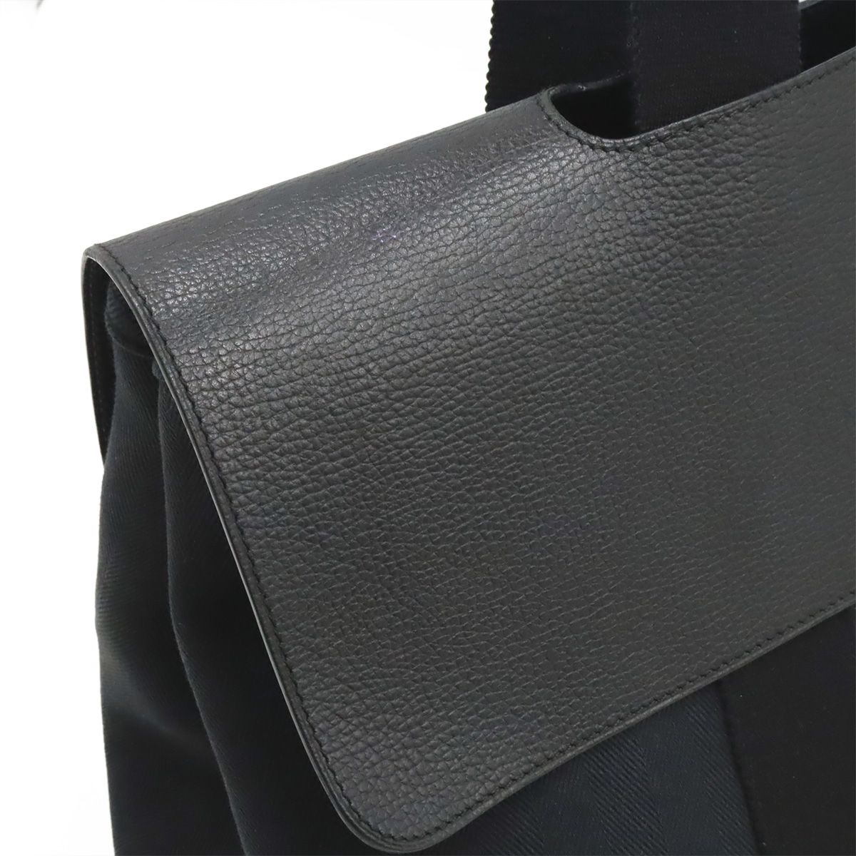 Hermes Valparaiso Tote Toilet Blanc Canvas Leather Black Pouch — view 5