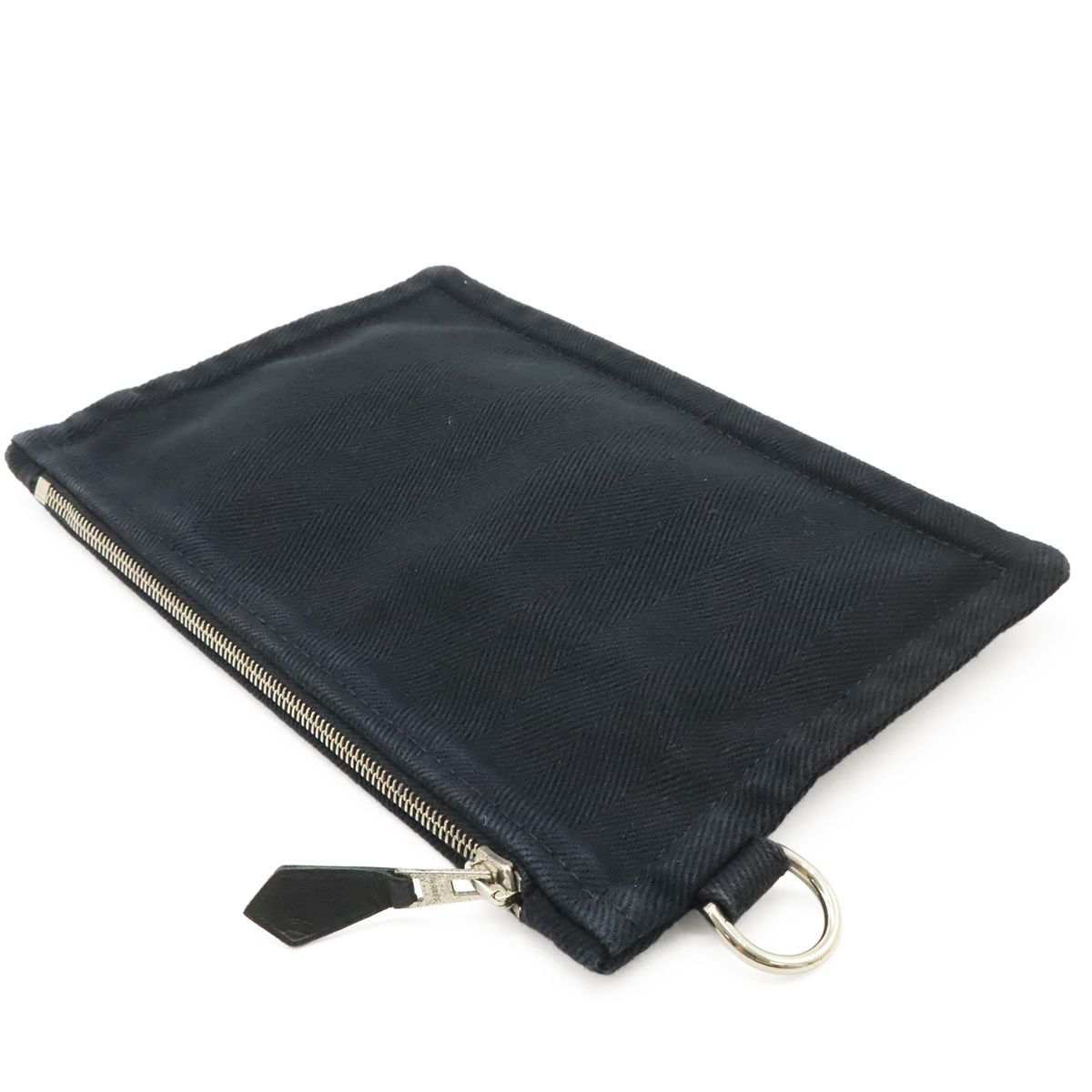 Hermes Valparaiso Tote Toilet Blanc Canvas Leather Black Pouch — view 9