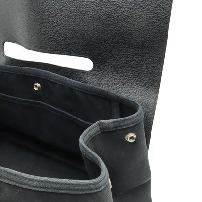 Hermes Valparaiso Tote Toilet Blanc Canvas Leather Black Pouch — view 8