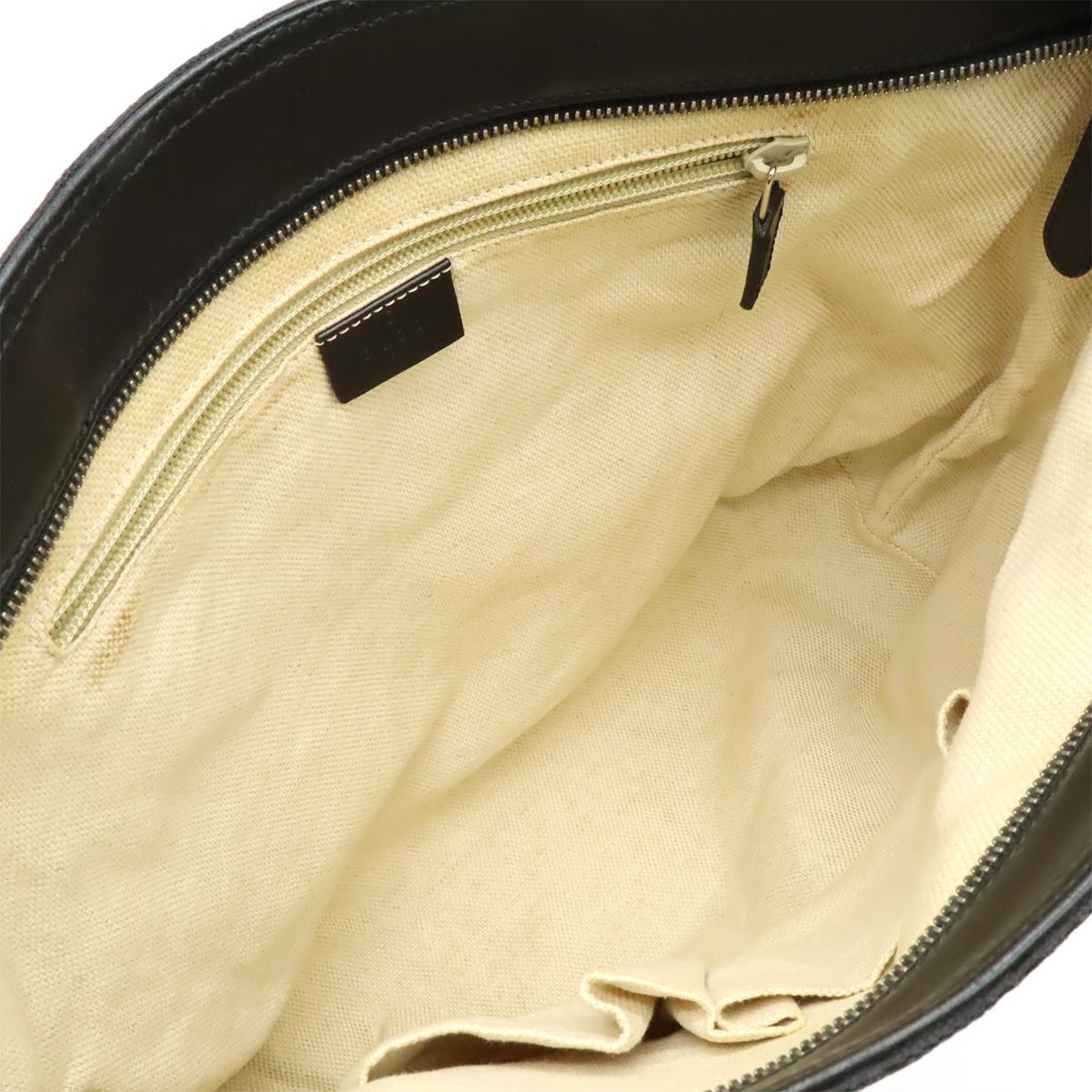 Gucci GG Canvas Sherry Line Shoulder Bag Crossbody Leather Black Green — view 7