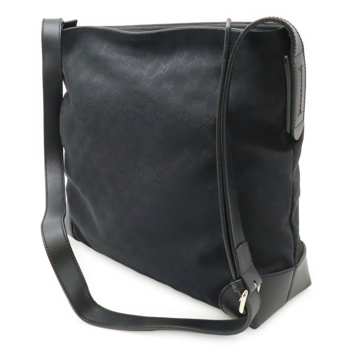 Gucci GG Canvas Sherry Line Shoulder Bag Crossbody Leather Black Green — view 2