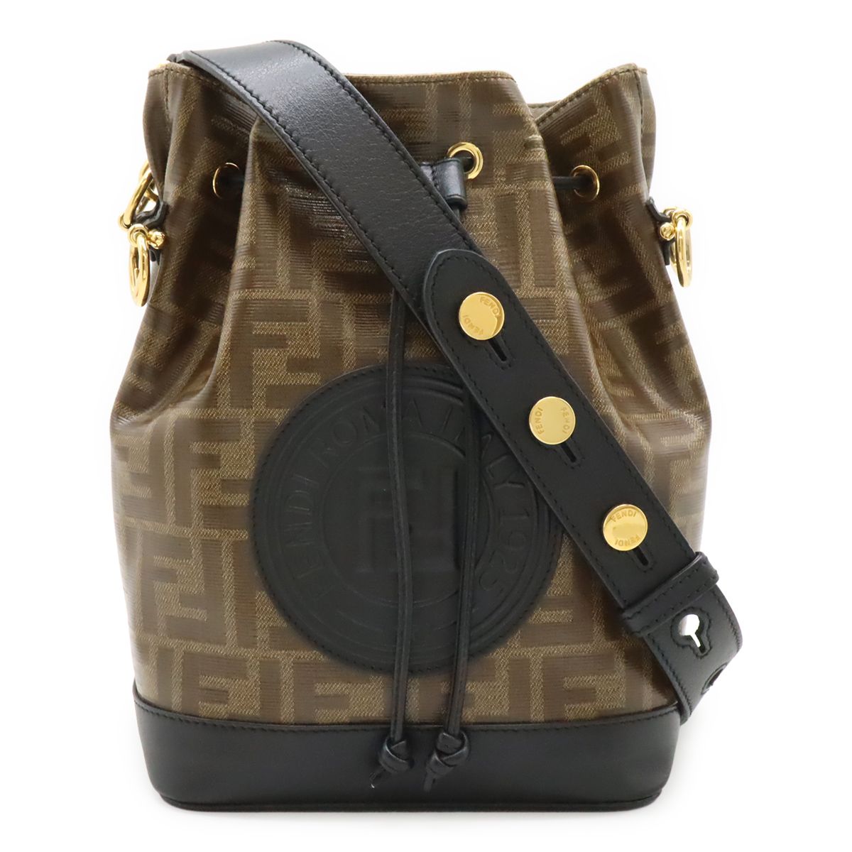 Fendi Zucca Montresor Bucket Bag Shoulder Drawstring Brown