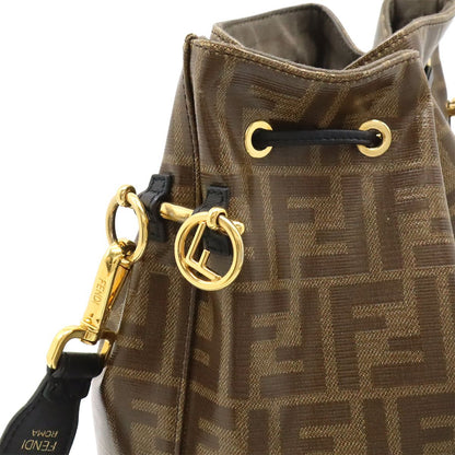 Fendi Zucca Montresor Bucket Bag Shoulder Drawstring Brown — view 4