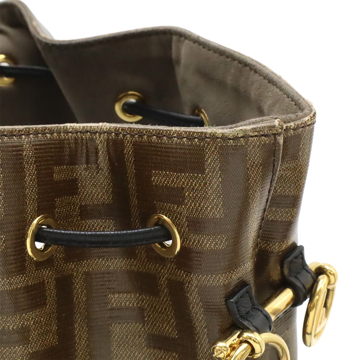 Fendi Zucca Montresor Bucket Bag Shoulder Drawstring Brown — view 7