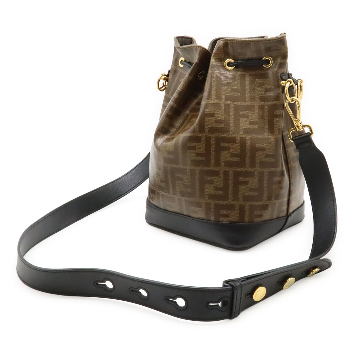 Fendi Zucca Montresor Bucket Bag Shoulder Drawstring Brown — view 2