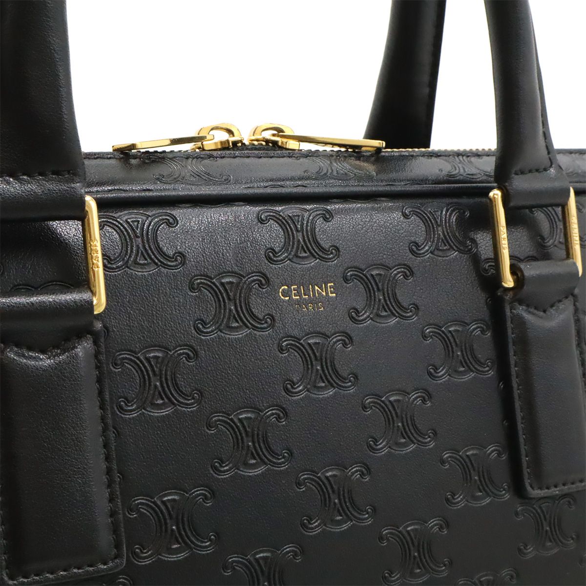 Celine Triomphe Briefcase Business Document Purse 2-Way Shoulder Bag Leather — view 9