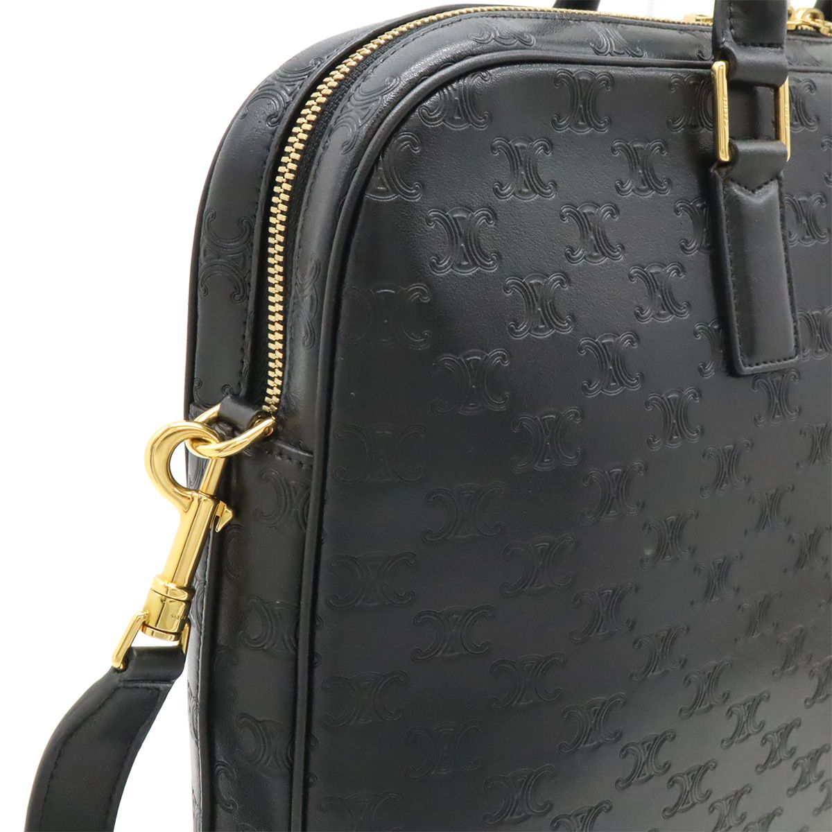Celine Triomphe Briefcase Business Document Purse 2-Way Shoulder Bag Leather — view 4