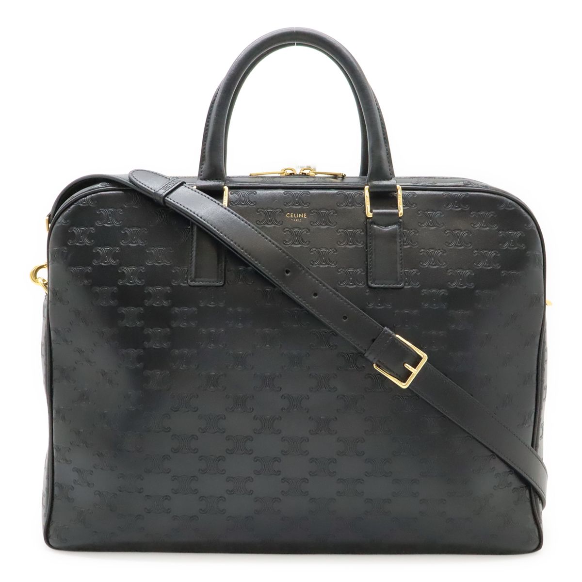 Celine Triomphe Briefcase Business Document Purse 2-Way Shoulder Bag Leather