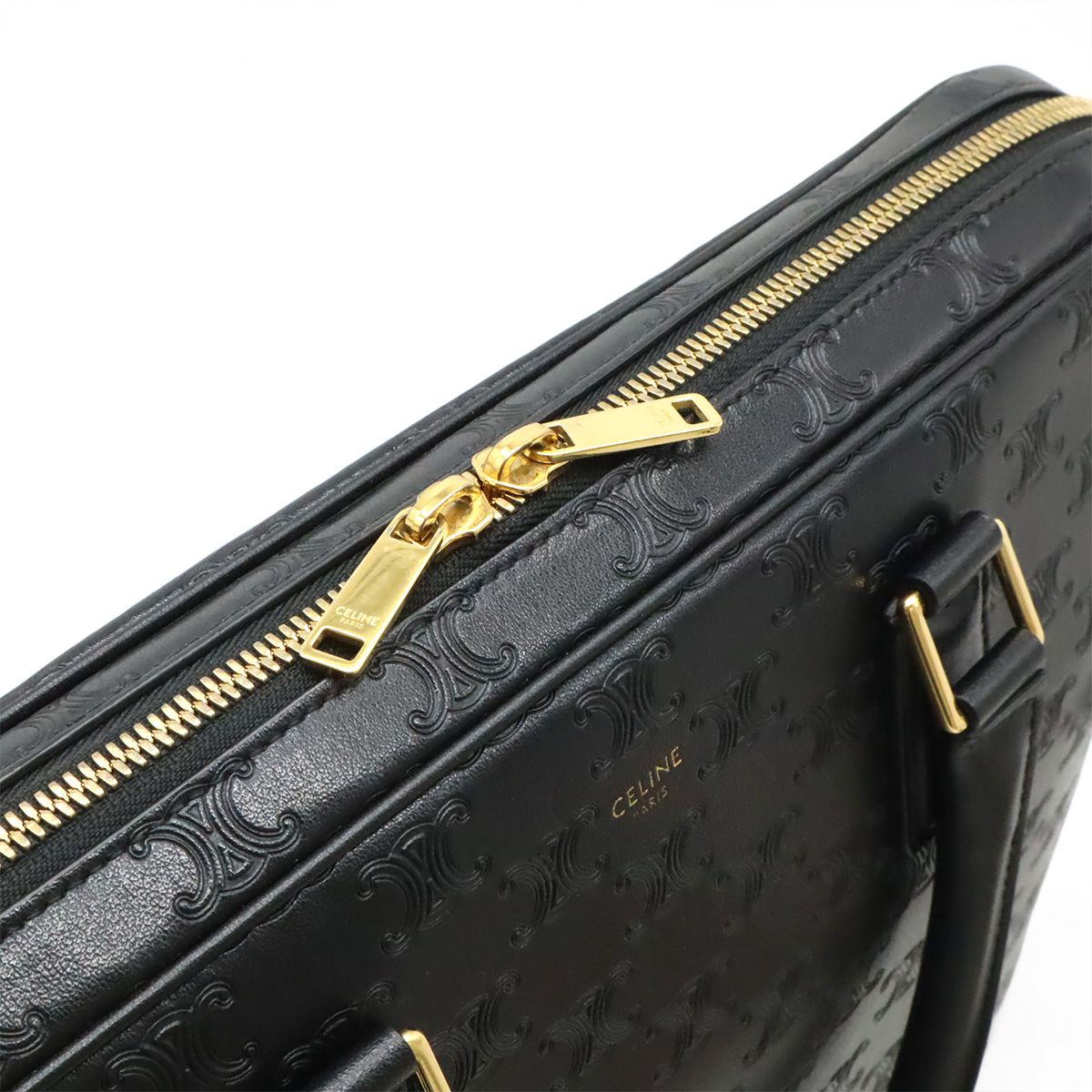 Celine Triomphe Briefcase Business Document Purse 2-Way Shoulder Bag Leather — view 7