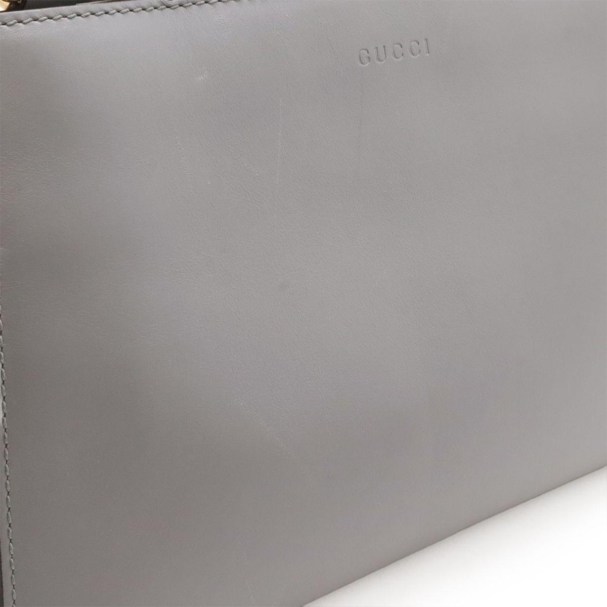 Gucci Nymphaea Bamboo Mini Bag 2-Way Leather Faux Pearl Gray Gold — view 5