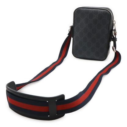 Gucci GG Supreme Web Line Messenger Bag Pochette Leather Black Dark Gray — view 2