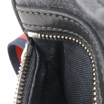 Gucci GG Supreme Web Line Messenger Bag Pochette Leather Black Dark Gray — view 7