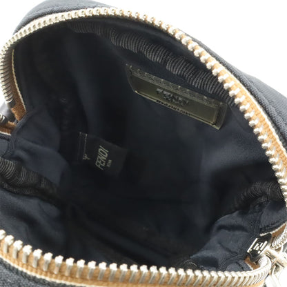 Fendi Pecan Mini Shoulder Bag Pochette Crossbody Nylon Leather Black Silver — view 8