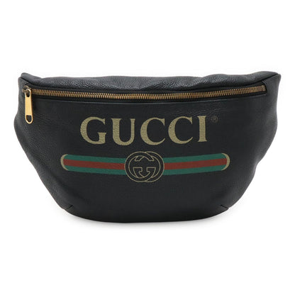 Gucci Print Sherry Line Belt Bag Waist Pouch Leather Pink Green Red Gold