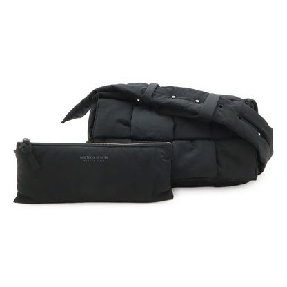 Bottega Veneta Maxi Intrecciato Padded Tech Cassette Shoulder Bag Nylon Black