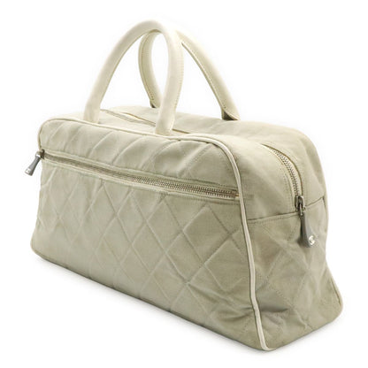 Chanel Sports Line Quilted Logo Mini Boston Bag Canvas Leather Light Gray White — view 2