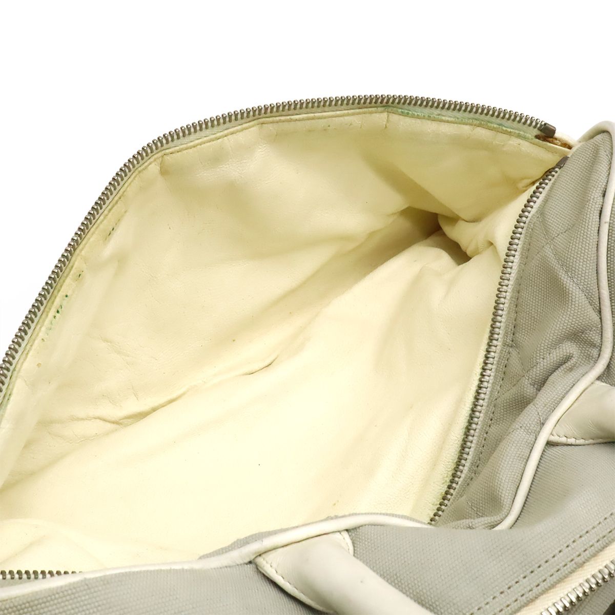 Chanel Sports Line Quilted Logo Mini Boston Bag Canvas Leather Light Gray White — view 9