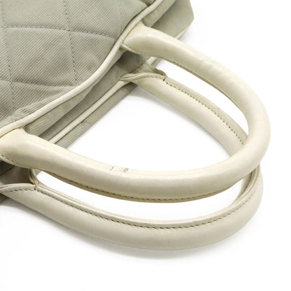 Chanel Sports Line Quilted Logo Mini Boston Bag Canvas Leather Light Gray White — view 5