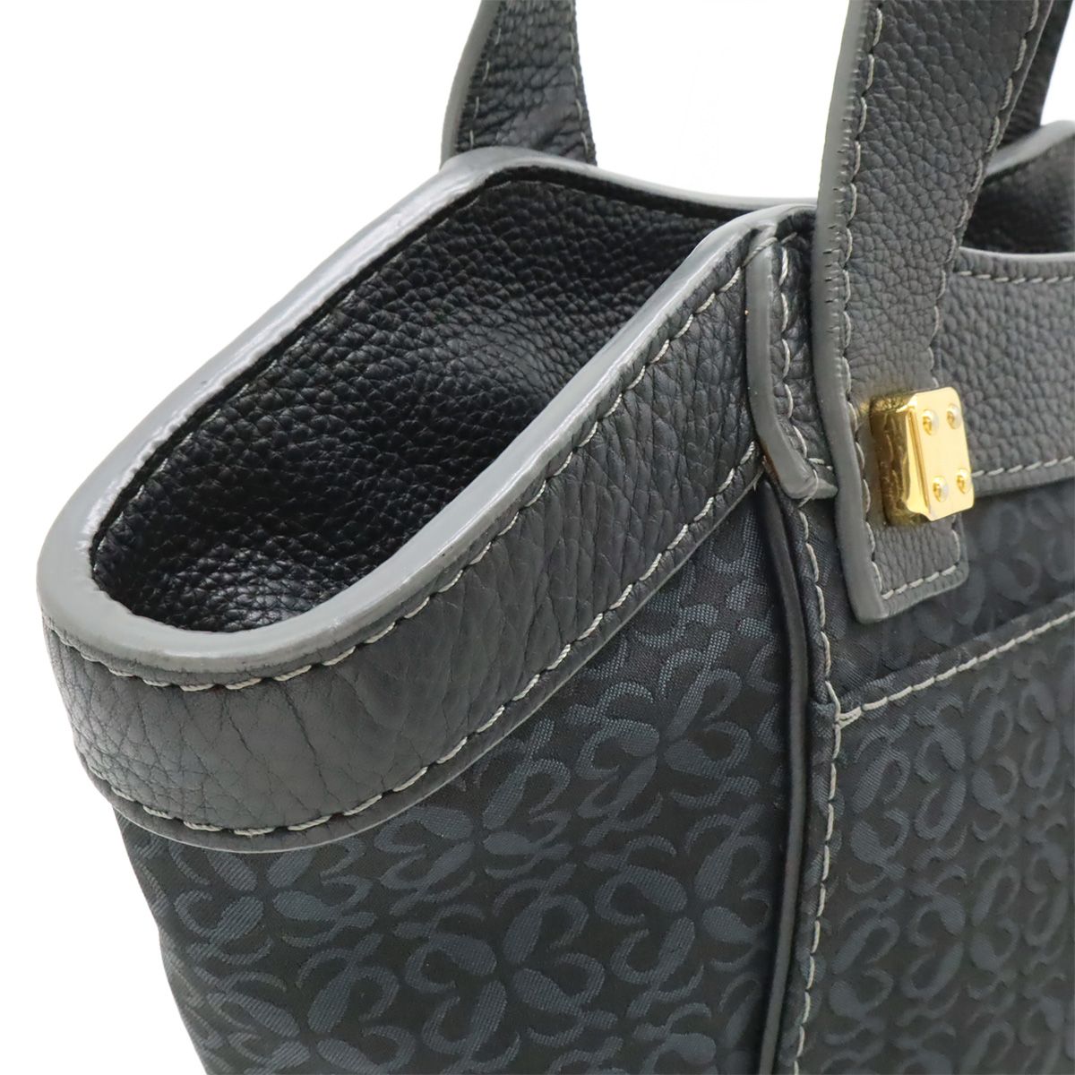 Loewe New Line Tote Shoulder Bag Nylon Canvas Dark Gray Gold — view 7