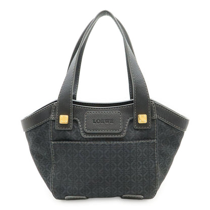 Loewe New Line Tote Shoulder Bag Nylon Canvas Dark Gray Gold