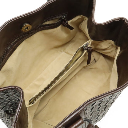 Bottega Veneta Intrecciato Metallic Handbag Leather Dark Brown Silver — view 5