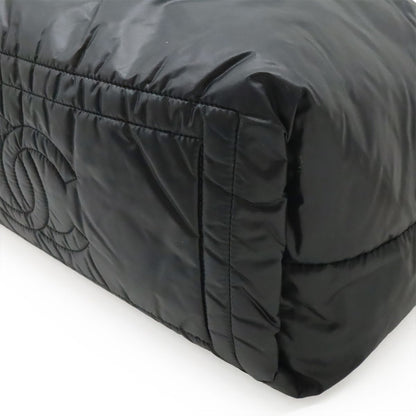 Chanel Coco Cocoon Small Tote Quilted Nylon Leather Black Silver — view 3