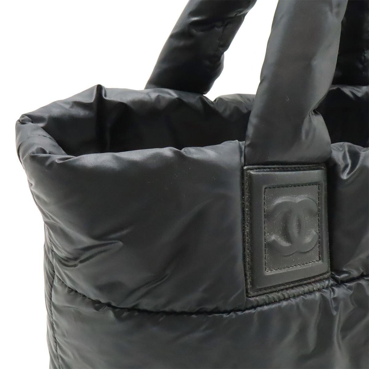 Chanel Coco Cocoon Small Tote Quilted Nylon Leather Black Silver — view 5