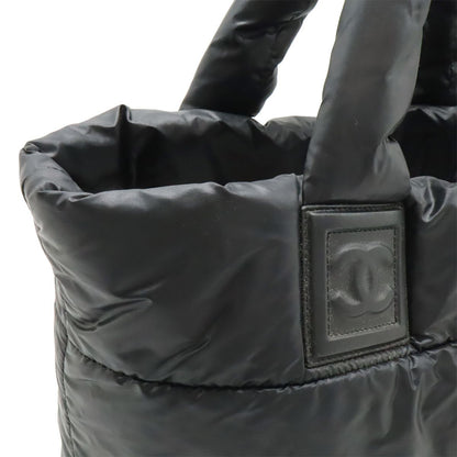 Chanel Coco Cocoon Small Tote Quilted Nylon Leather Black Silver — view 5