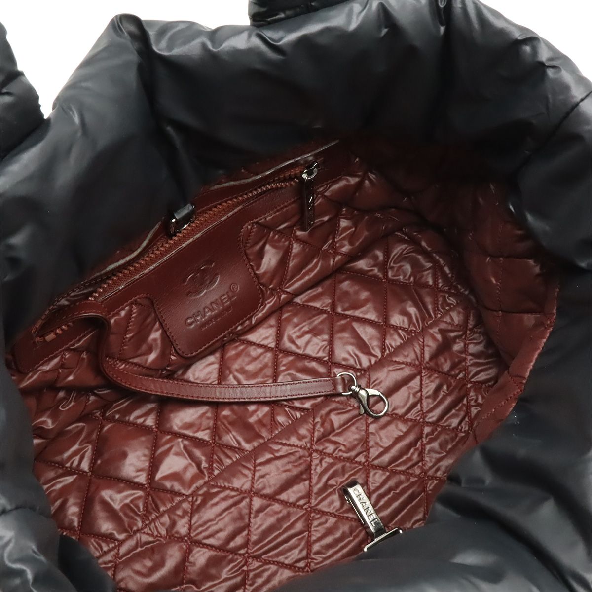 Chanel Coco Cocoon Small Tote Quilted Nylon Leather Black Silver — view 6