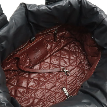 Chanel Coco Cocoon Small Tote Quilted Nylon Leather Black Silver — view 6