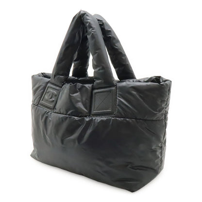 Chanel Coco Cocoon Small Tote Quilted Nylon Leather Black Silver — view 2