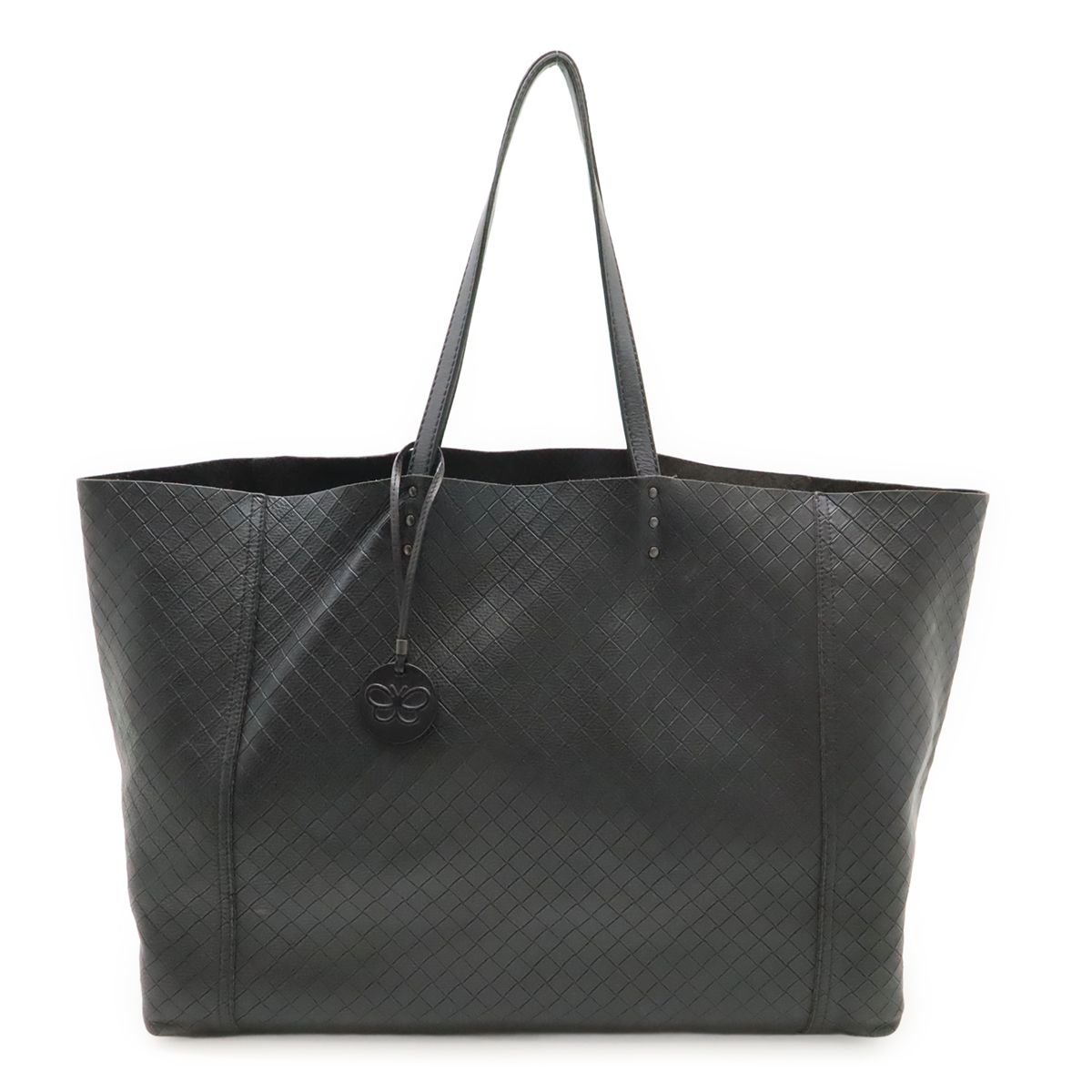 Bottega Veneta Intreccio Mirage Tote Shoulder Bag Leather Black