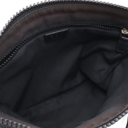 Gucci GG Nylon Shoulder Bag Crossbody Leather Black Gray Silver — view 7