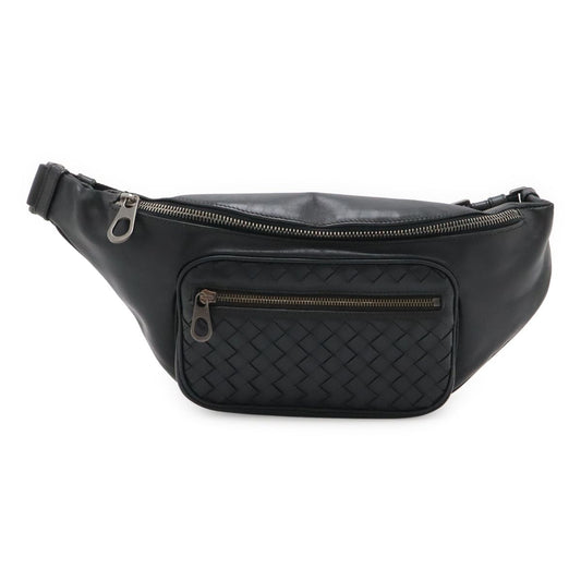 Bottega Veneta Intrecciato Belt Bag Waist Pouch Hip Leather Black