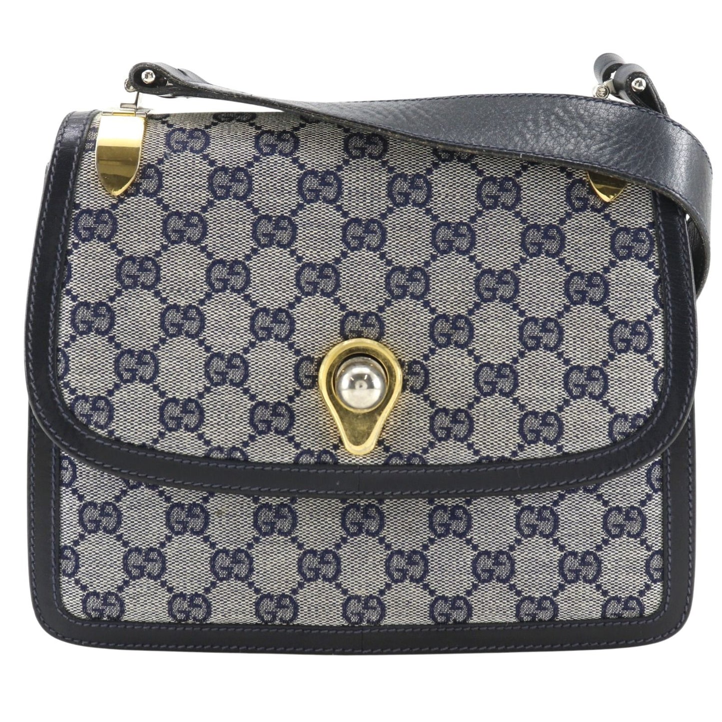 Gucci Vintage GG Canvas Navy Shoulder
