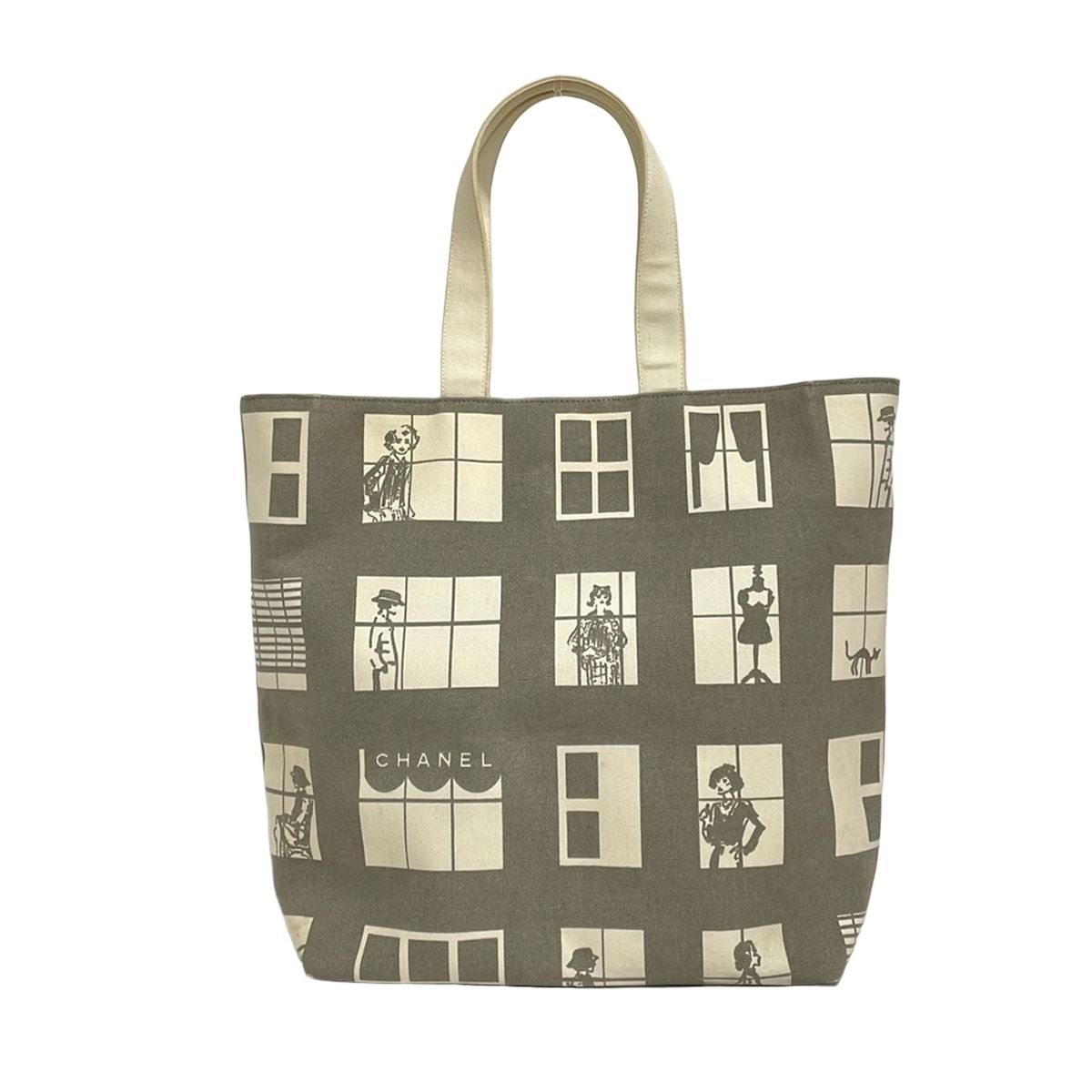Chanel Tote Window Line Gray Ivory