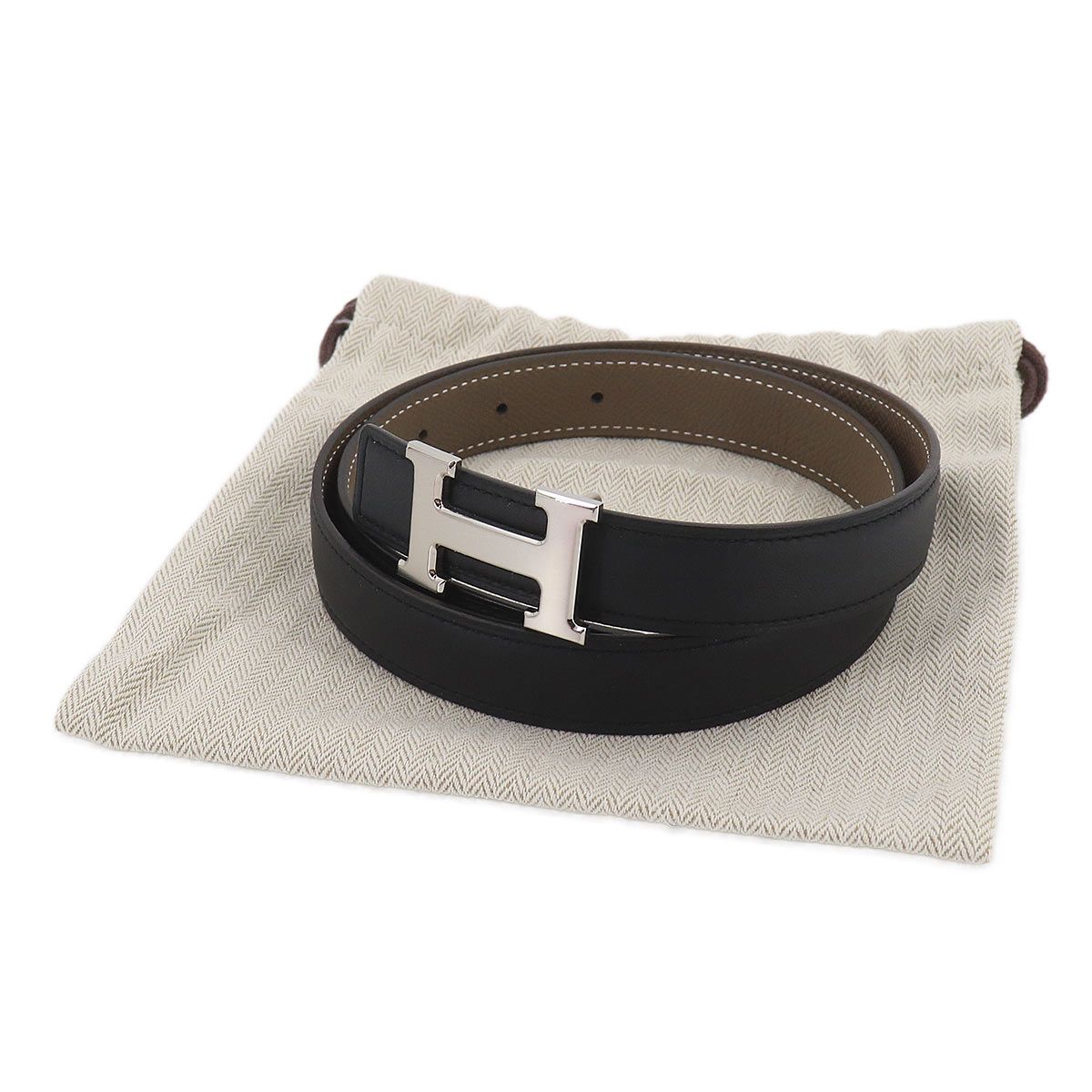 Hermes Constance Reversible Belt Swift Epsom Black Etoupe 75 — view 2