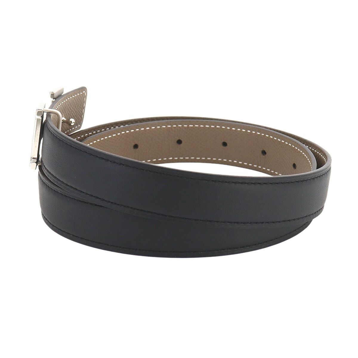Hermes Constance Reversible Belt Swift Epsom Black Etoupe 75 — view 4